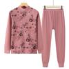 Conjunto de Ropa Interior Térmica de Algodón Puro para Mujeres de Mediana Edad y Mayores con Cuello Alto para Abuela y Mamá