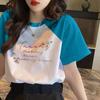 Camiseta feminina plus size de manga curta 100 algodão, estilo coreano, para verão, para meninas gordinhas, solta, slim, manga raglan, para estudantes