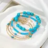 Pulsera de Ojo de Diablo Turquesa Estilo Playa de Verano Más Vendida Transfronteriza Juego de 5 Piezas Tobillera Moderna y Versátil Estilo Vacaciones