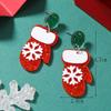 Europeo y Americano caricatura navideña mini muñeco de nieve árbol de Navidad Botas guantes copo de nieve taza de agua aretes acrílicos coloridos
