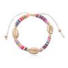 Joia transfronteiriça europeia e americana 6mm argila macia pulseira de tornozelo feita à mão com fio mulheres liga dourada concha ajustável ornamentos de pé de praia