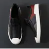 Novos Sapatos Casuais Masculinos de Couro com Zíper e Slip-On, Cor Blocada, Tênis de Moda Versátil Estilo Britânico de Cano Baixo
