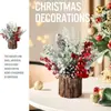Amazon 2026 Nova Árvore de Natal de Mesa Decorações de Natal Enfeites para Casa Árvore de Casca de Pinus Simulada em Barril de Madeira