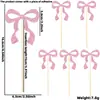 Set de Ambiente de Fiesta de Cumpleaños Infantil con Lazo Rosa Decoración Colgante de Bandera Espiral de Mariposa Inserto Decorativo para Pastel