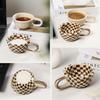 Taza Coreana Asimétrica Retro Tablero de Ajedrez Taza de Café Personalizada Ins Feng Shui Taza Cerámica Alto Valor Personalización