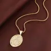 Diseño en Relieve Estilo Europeo y Americano Estatua de Diosa Griega Antigua Colgante Redondo Collar Unisex Cadena para Clavícula Textura Retro