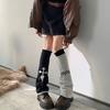 Calcetines Rosas Cruz Pierna Ancha Calentador de Pierna Asimétrico Lolita Niñas Invierno Cálidos Calcetines para Piernas Y2K