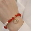 Pulsera de ágata roja y perla de agua dulce, pulsera de joyería de jade Hetian, joyería al por mayor, otoño e invierno Nuevo