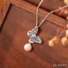 Aretes de Mariposa de Perla de Oro Real Galvanizado con Aguja de Plata S925, Aretes Femeninos y Elegantes de Gota de Agua, Collar Pequeño Fresco y Versátil