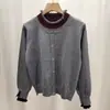 Casaco Tricô Ancora Vermelho Francês Estilo Academia Pequeno Costura Estilo Chanel Costura Orelha de Madeira Outono e Inverno Novo Suéter