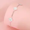 Pulseira de Trevo de Quatro Folhas Gelo Quebrado Prata Pura 990 Novo Estilo, Estilosa e Única, Versão Coreana, Pulseira de Luxo para Mulheres, Presente para Meninas