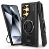 Funda para teléfono móvil Samsung S24ultra con soporte magnético, rotación de 360 grados, anillo S23, anticaídas, con borde cruzado.