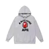 Moda Urbana Transfronteriza de Comercio Exterior Marca Unisex Otoño e Invierno Estampado de Letras Sudadera con Capucha Holgada Pulóver Sudadera Ape Casual Versátil