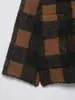 Exportação Transfronteiriça Outono e Inverno 2025 Nova Jaqueta Tricô Casual Loose Xadrez Moda Retrô com Gola Redonda para Mulheres
