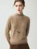Suéter de cuello semi-alto 100% cachemir puro para mujer, nuevo suéter base de punto ajustado para otoño e invierno, suéter de cachemir de manga larga