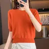 Camiseta de Algodão Puro Versátil e Fashionável Primavera Verão Malha Xadrez Diamante Solta Manga Curta Top Base Luxuoso Roupas Femininas