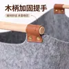 Cesta de fieltro transfronteriza para leña con asa de madera, cesta de almacenamiento portátil para leña de chimenea, cesta de almacenamiento de gran capacidad para artículos del hogar