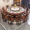 Mesa redonda de comedor de madera maciza estilo chino 2026 con plato giratorio, adecuada para uso doméstico, restaurantes y hoteles