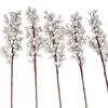 Fruta de la fortuna artificial, simulada de 6 ramas, 12 cabezas de cuentas de vidrio, bayas rojas, para escaparates de tiendas, decoraciones de escenas navideñas y arreglos florales