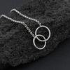 Collar con colgante de doble círculo de acero inoxidable, personalizado, transfronterizo europeo y americano, estilo simple, cadena de clavícula femenina, joyería
