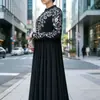 2026 Novo Estilo Transfronteiriço Europeu e Americano Vestido Amazon Estilo Étnico Roupas Femininas Manga Longa Estampado Gola Alta Bainha Larga Saia Longa