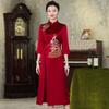 Vestido de novia de madre de mediana edad, temperamento, joven suegra, boda, ácido acético, satén, cheongsam, primavera y verano [9975]]