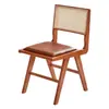 Taburete Moderno Nórdico Simple para Balcón Restaurante Ratán Hogar Dormitorio Madera Maciza Retro Bolsa Suave Estudio Silla ins