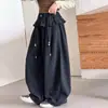 Calça Casual Feminina Primavera e Outono 2026 Nova Moda Estilo Coreano Solta de Pernas Largas com Acabamento em Renda para Meninas Mais Velhas