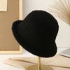 Sombrero de Cubo de Punto para Otoño e Invierno para Mujer, Sombrero de Cúpula Versátil con Textura de Terciopelo de Cordero, Sombrero de Pescador de Borde Torcido de Color Puro Estilo Coreano, Artístico