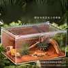 Caixa de Criação de Répteis em Acrílico Altamente Transparente, Não Requer Montagem, Caixa de Répteis com Tampa Deslizante, Caixa para Paisagismo, Caixa de Animal de Estimação Integrada à Prova de Vazamentos