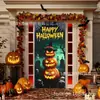 Nuevos Banners de Puerta de Halloween Transfronterizos para Decoración Exterior, Accesorios para Fotos, Decoraciones de Fondo de Series de Terror, Banners Colgantes para Montaje de Escenas