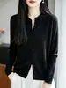 Camisa de punto fino de lana para mujer, holgada de manga larga, diseño único de rayas irregulares, top simple y favorecedor de manga larga