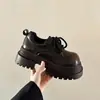Mocasines de Plataforma para Mujeres Petites, Nuevo Estilo Primavera y Otoño 2026, Estilo Británico, Zapatos de Salón Adelgazantes, Zapatos de Cuero a la Moda con Punta Ancha