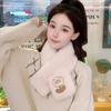Bufanda Cálida de Invierno para Niñas, Dulce, Suave, Linda, Peluda, Estéreo, Tulipán, Cuello de Piel Cruzado