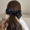 Pinza para el cabello con lazo grande de satén de color sólido, temperamento retro de alta calidad, crema súper hada en la parte posterior, pinza de resorte