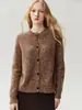 Estilo retrô e luxuoso~Cardigã 75% caxemira, 25% seda de amoreira para mulheres, com um padrão floral simples, perfeito para usar em camadas com blusas de tricô