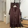 2026 Verano Seda de Hielo Manga Corta Pantalón Largo Sencillo Exportación Rusa Jacquard Conjunto de Manga Larga Talla Grande Ropa Casual para Mujer