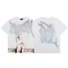 2026S Transfronterizo Em Marca de Moda Americana Ángel Retro Logo de Pedrería Hip-Hop Holgada Manga Corta Estampado Completo Camiseta de Pareja