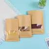 Bolsa con Sello Ziplock de Fondo Plano para Ventana Bolsa de Papel Kraft con Sello Bolsa para Empaque de Carne Seca Alimentos Se Puede Imprimir con Logo