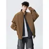 Verde Musgo Silhueta Americana Desconstruída Gola Alta Jaqueta de Trabalho Marca Moderna Masculina Jaqueta de Baseball Flight Roupa Externa