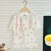 Ropa de Verano Delgada con Aire Acondicionado para Niños y Niñas, Ropa para el Hogar para Niños de Mediana Edad y Mayores, Algodón Puro de Mangas Tres Cuartos
