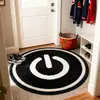 Alfombra Redonda de Sala de Estar, Felpa Blanca y Negra Simple, Mechones Tufted, Manta de Mesita de Noche para Dormitorio, Alfombrilla de Piso para Silla de Sala de E-Sports, Resistente a Manchas