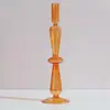 Venta al por mayor, candelabro creativo de vidrio de colores retro, candelabro de lujo para decoración de mesita de noche, vela, accesorios para cenas