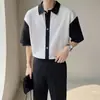 Camisa Polo Original a Bloques de Color para Hombre, Estilo Delgado de Verano, Corte Holgado, Transpirable, Casual, Sensación de Alta Gama, Cuello de Solapa Versátil