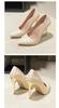 2025 Nuevo Comercio Exterior talla grande Tacones Altos Zapatos de Mujer Tacón de Aguja Charol Patrón Piedra Zapatos de Mujer Elegantes Boca Baja Puntiagudos Zapatos de Moda