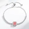 Pulsera Cuadrada Princess de Diamante de Alto Carbono para Mujer Moda Transfronteriza Simple Lujo Ligero Versátil Incrustaciones Joyería Cortada Flor de Hielo