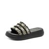 Sandalias planas ZHR para mujer, verano 2023, informales, combinables, estilo hada, con perlas gruesas