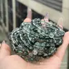Cristal Fantasma Verde Círculo Único Design Original Alta Mercadoria Pulseira Joias com Contas Pulseira Turmalina Obsidiana Prateada Mulheres