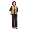 2026 Nuevo Otoño Ropa para Madres Elegante Nuevo Estilo Chino Estilo Nacional Conjunto de Tres Piezas Ropa para Mujeres de Mediana Edad y Mayores Conjunto de Moda para Mujeres