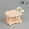 Mini Muebles Artificiales Pequeños Refrigerador Carrito de Comedor Caja Registradora Carrito de Compras Estante para Pasteles y Verduras Estante de Doble Cara Juguetes para Casa de Juego